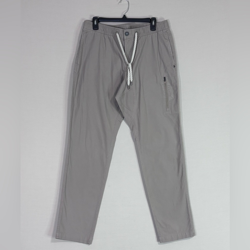 Vuori Ripstop Pants Large Khaki Taupe Elastic Waist Travel Performance